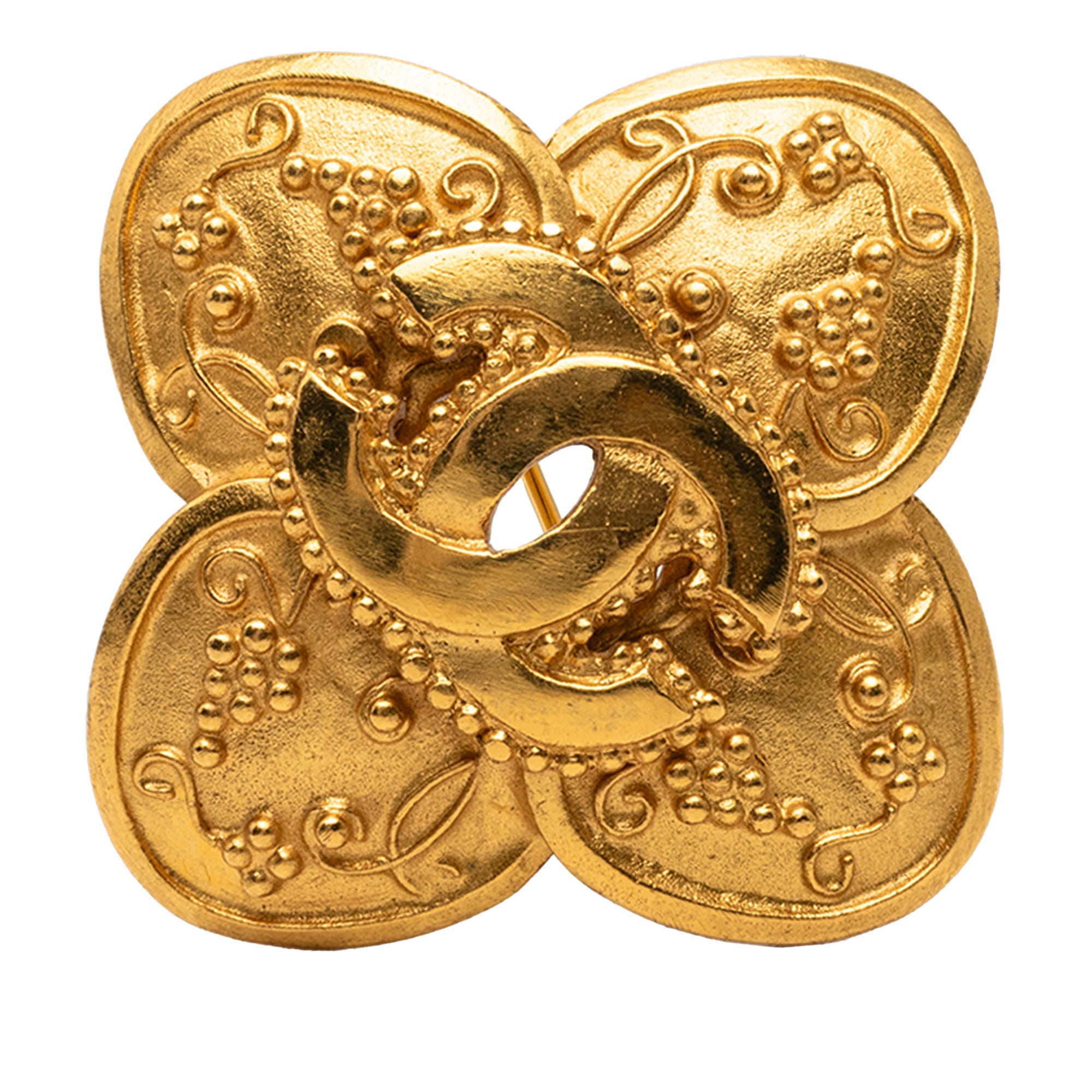 CC Gold Plated Grapevine Clover Brooch - Image 1