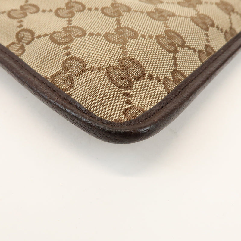 Gucci Vintage Flat Messenger Gg Canvas And Leather Beige