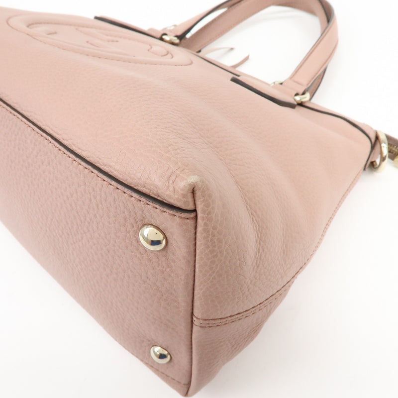 Gucci Soho Convertible Soft Top Handle Leather Pink Bag