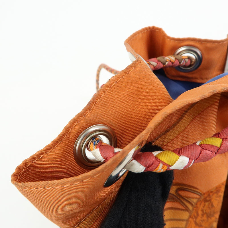 Hermes Soie Cool Printed Silk And Calfskin Orange Bag