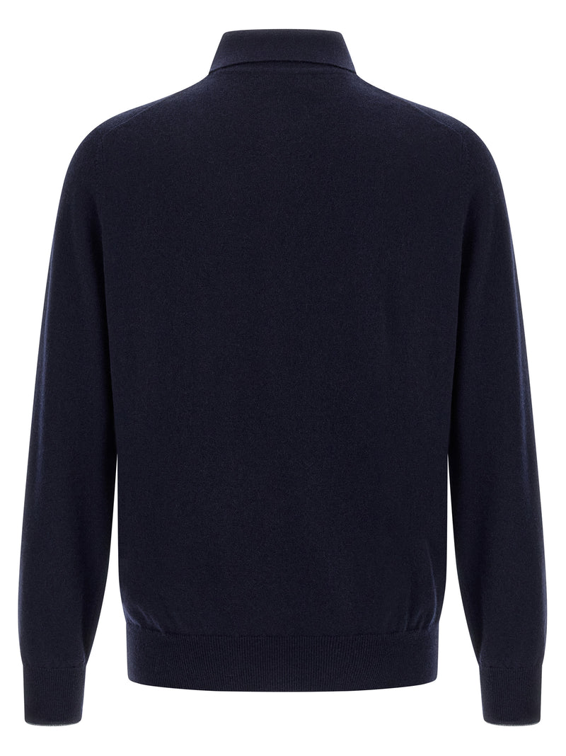 Blue Cashmere Polo Shirt