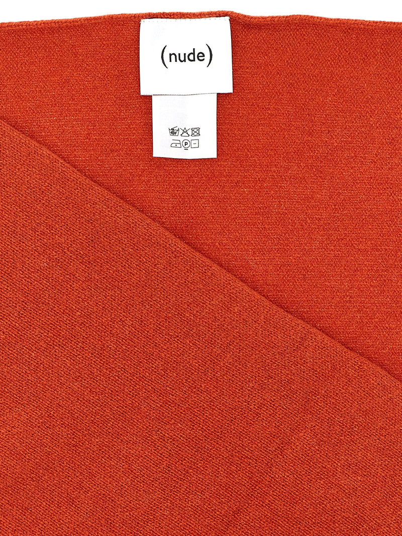 Nude Pure Cashmere Shaved Knit Scarf — Rust Scarfs