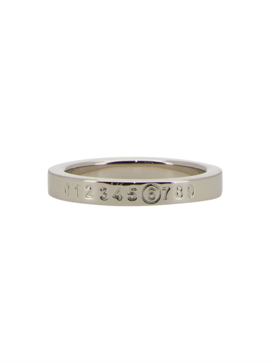 Mm6 Maison Margiela Logo-Embellished Ring — Silver Body: Brass Rings