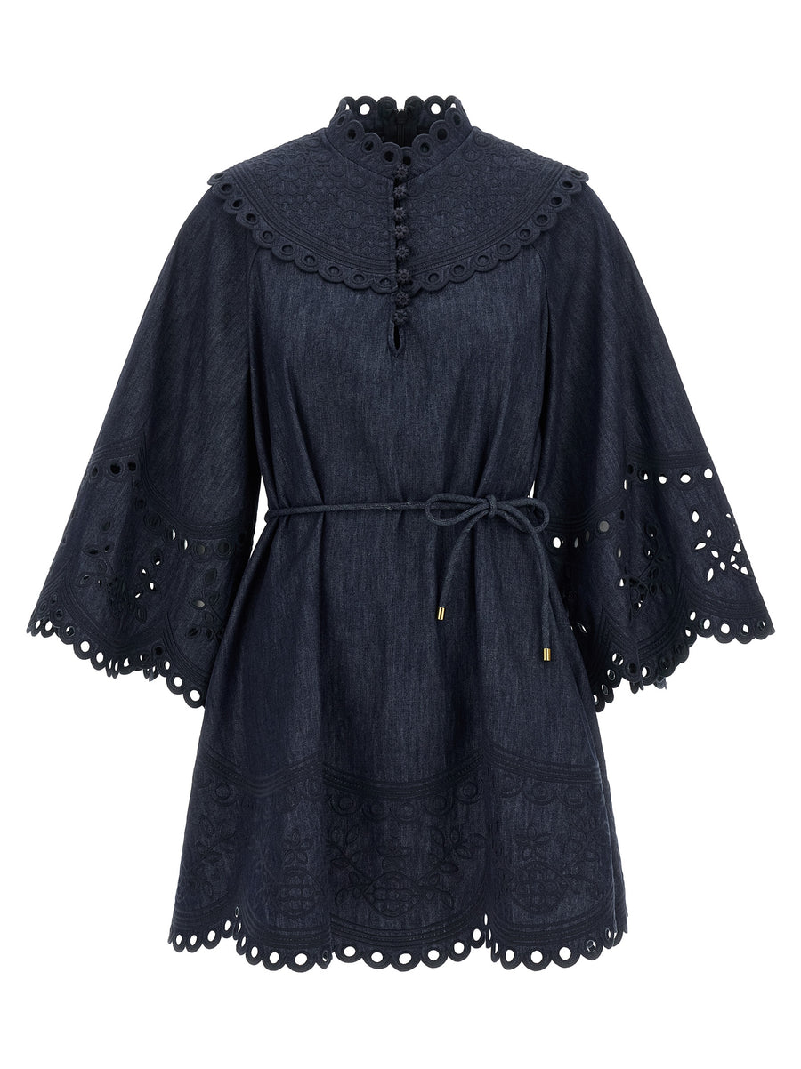 Blue Cotton Short Dress
