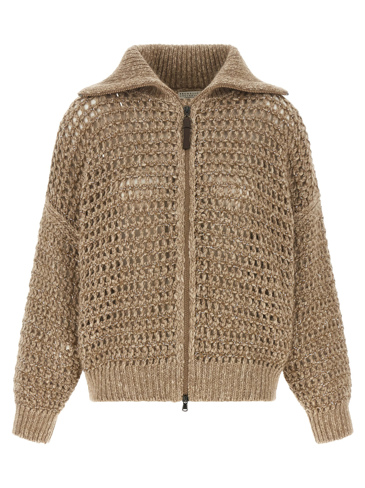 Beige Elastane Cardigan