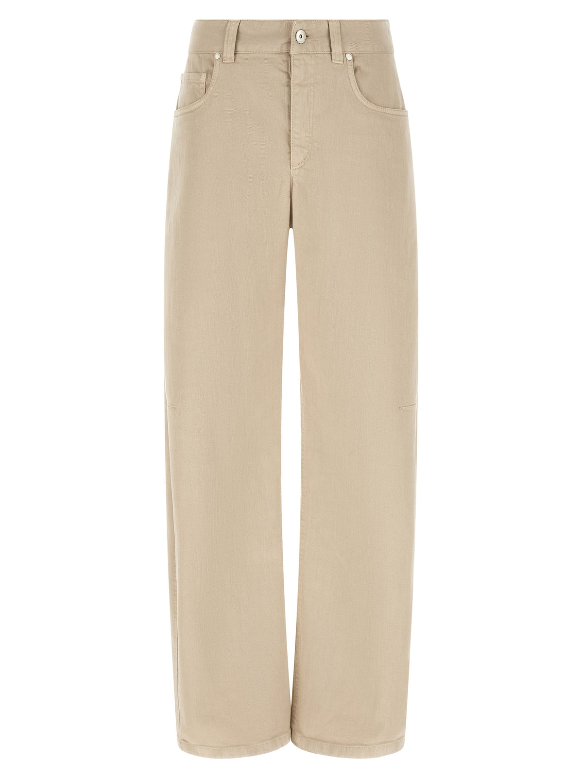 Beige Cotton Casual Pants