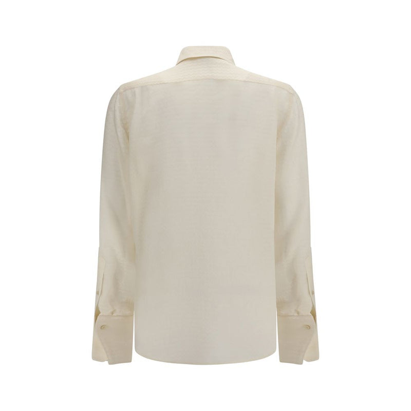 Beige Silk Pattern Shirt