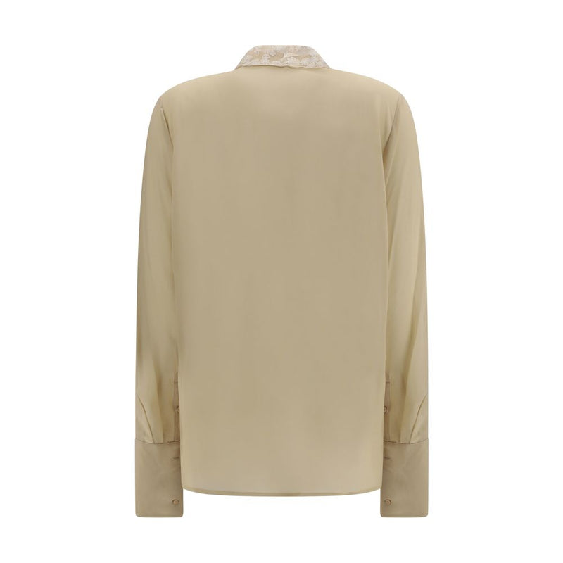 Beige Silk Dress Shirt