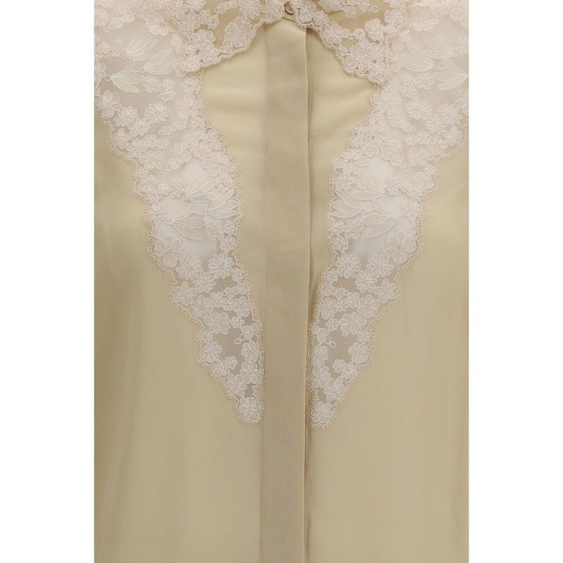 Beige Silk Dress Shirt