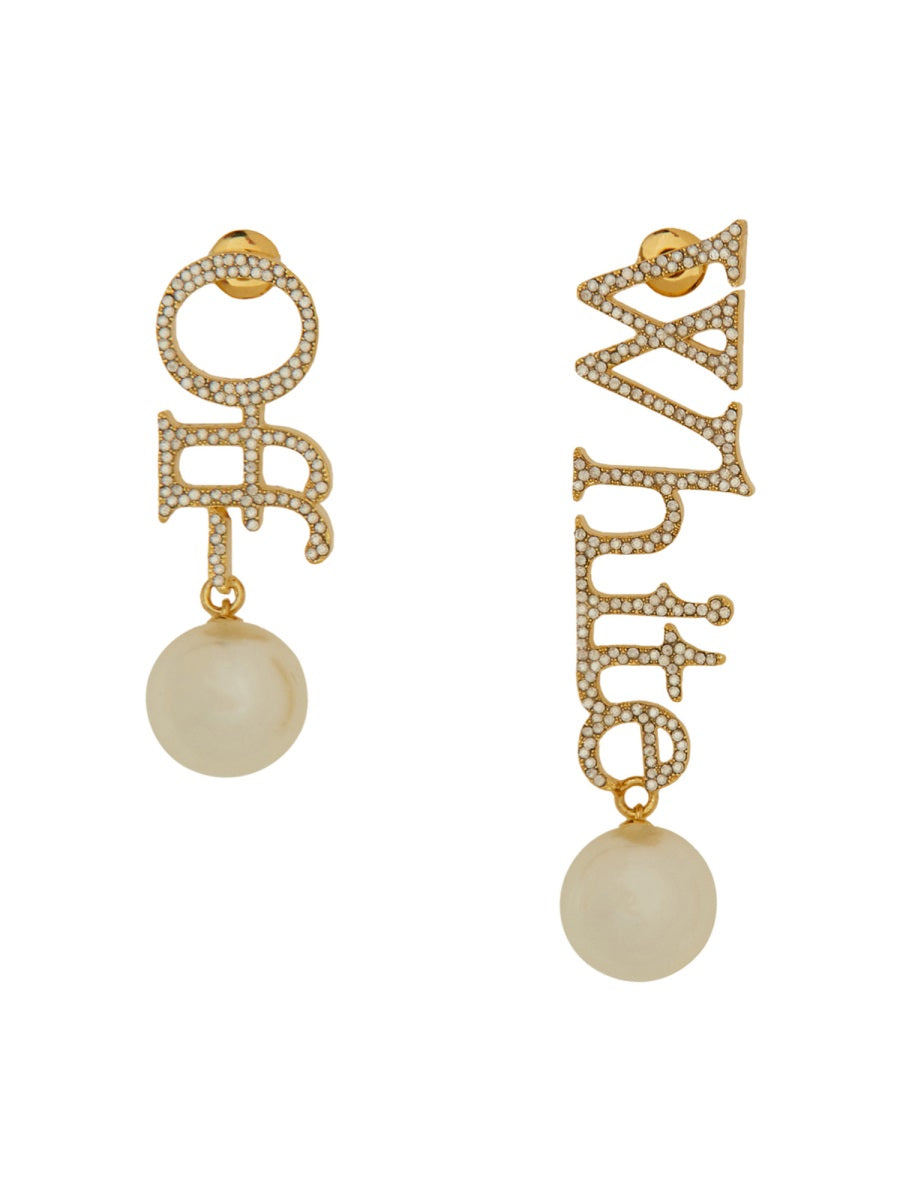 Off-White Logo-Embossed Brass Earrings — Gold