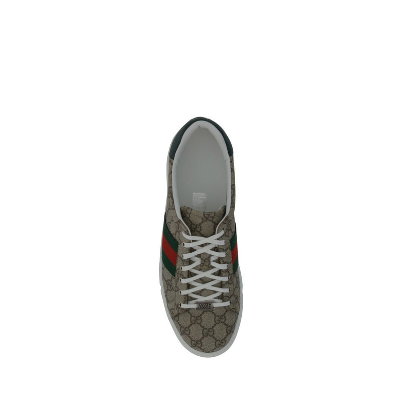 Beige Fabric Low Top Sneakers