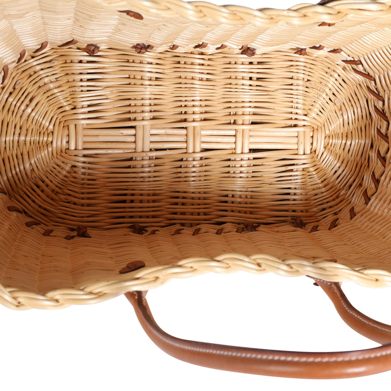 Hermès Fauve Barenia Wicker Osier Garden Party 36 Beige; Brown Leather; Straw/raffia Handbag