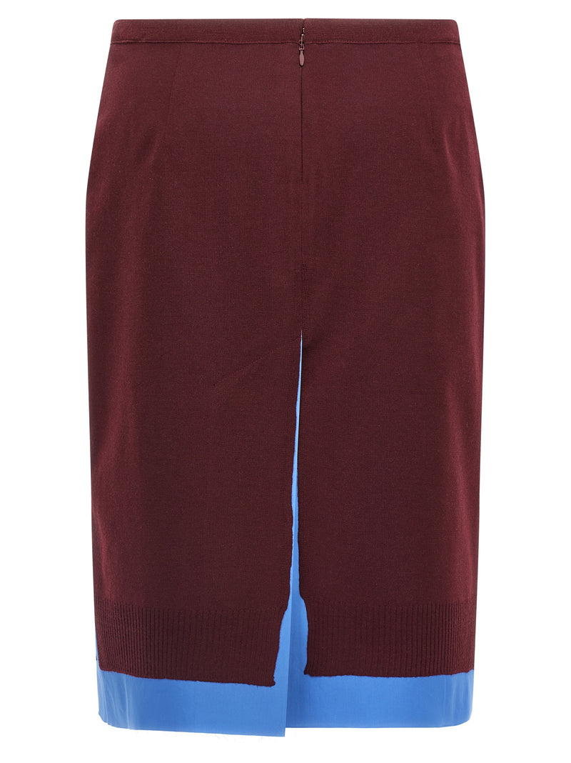 Bordeaux Virgin Wool Midi Skirt