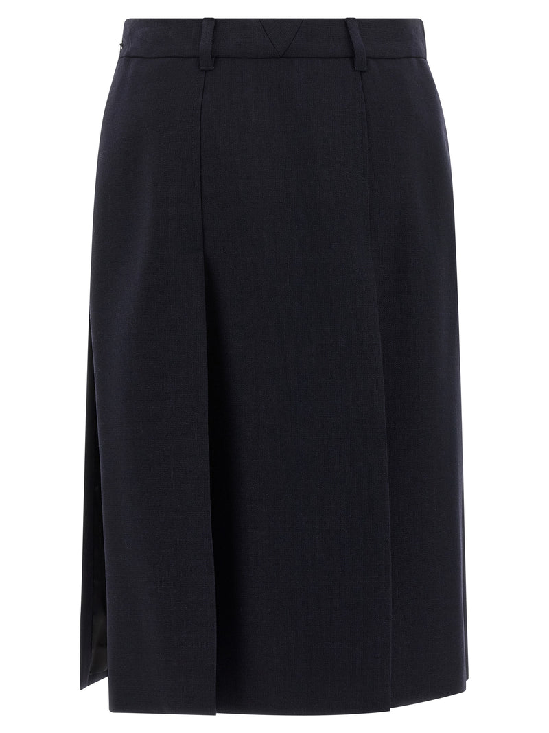 Blue Virgin Wool Midi Skirt