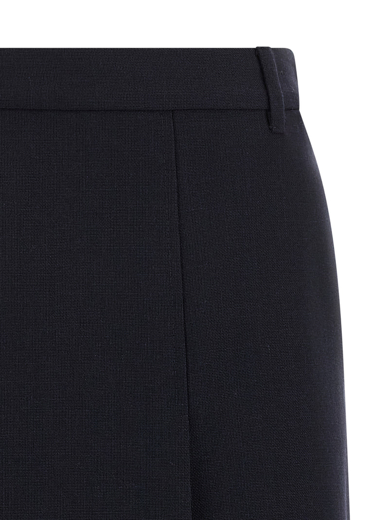 Blue Virgin Wool Midi Skirt