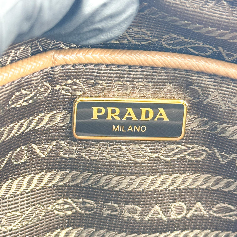 Prada Pushlock Pocket Camera Saffiano Leather Brown Bag