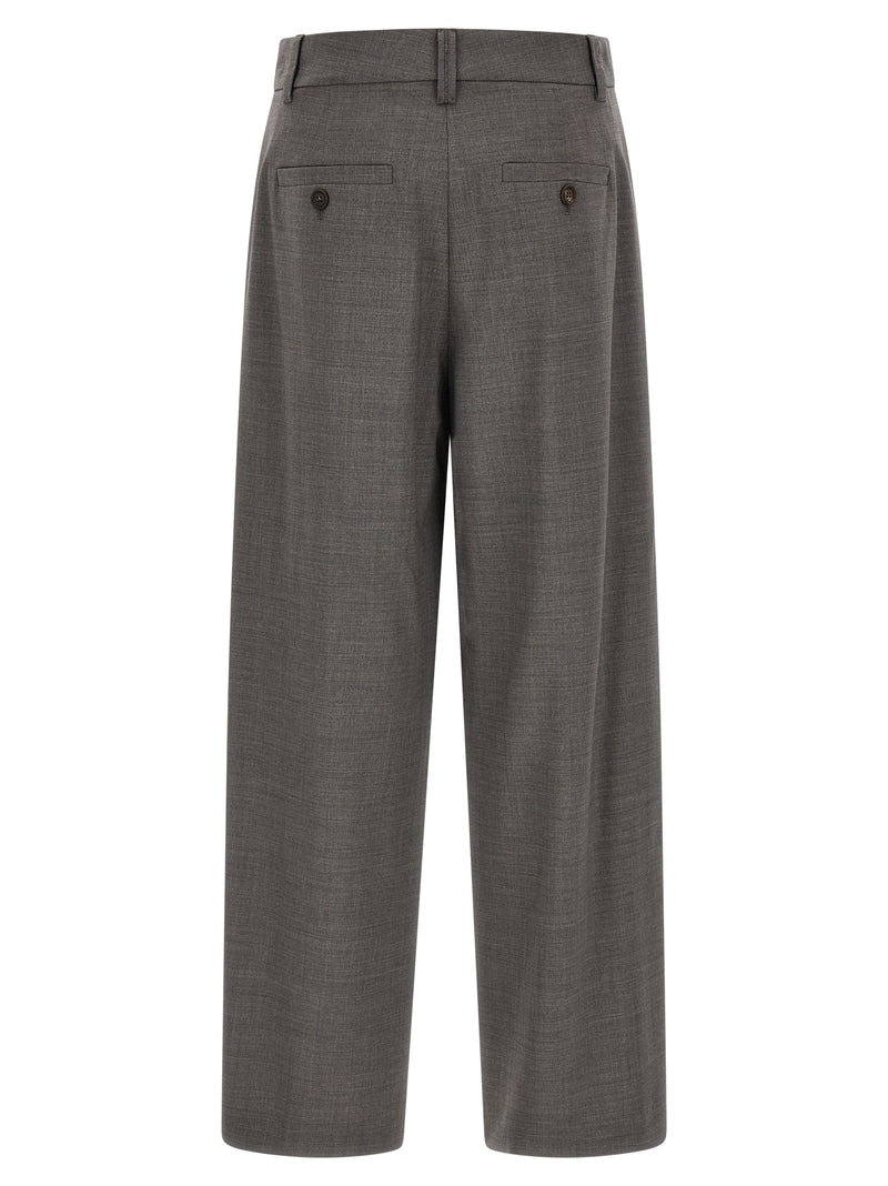Gray Virgin Wool Cropped Pants