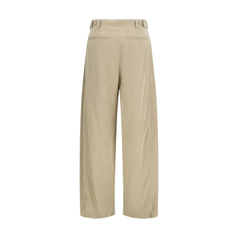Beige Silk Casual Pants
