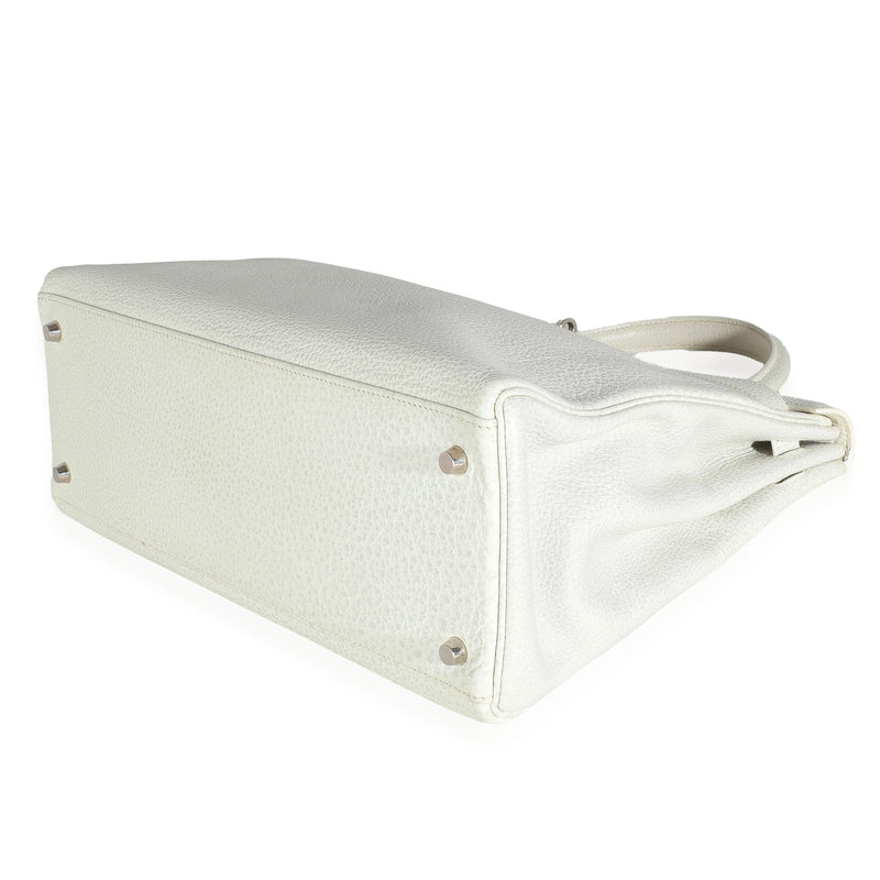 Hermès Gris Perle White Buffalo Skipper Dalmatian Retourne Kelly 35 Phw Gray Leather Handbag