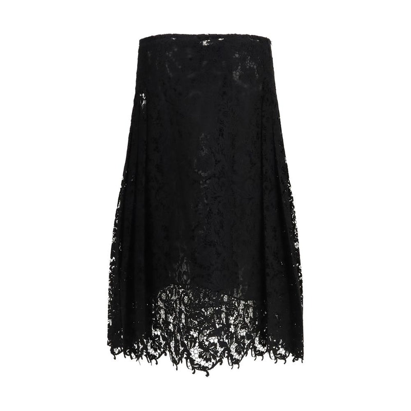 Black Silk Midi Skirt