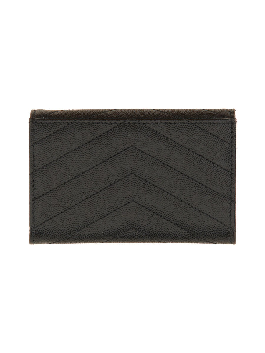 Saint Laurent Cassandre Envelope Wallet — Black Calfskin & Purses