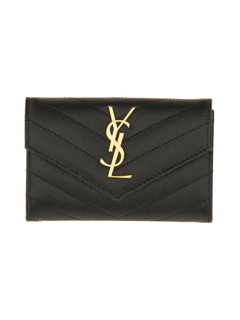 Saint Laurent Cassandre Envelope Wallet — Black Calfskin & Purses