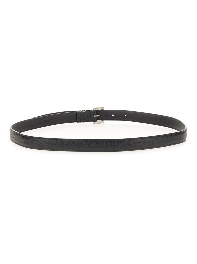 Saint Laurent Cassandre Belt — Black Main: Calf Skin