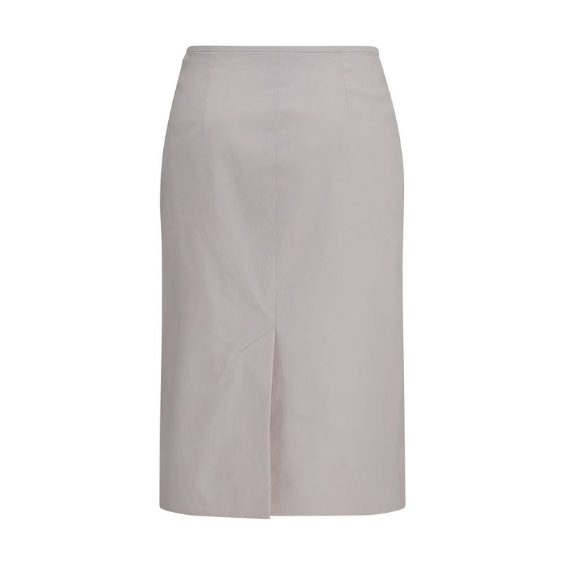 Gray Cotton Midi Skirt