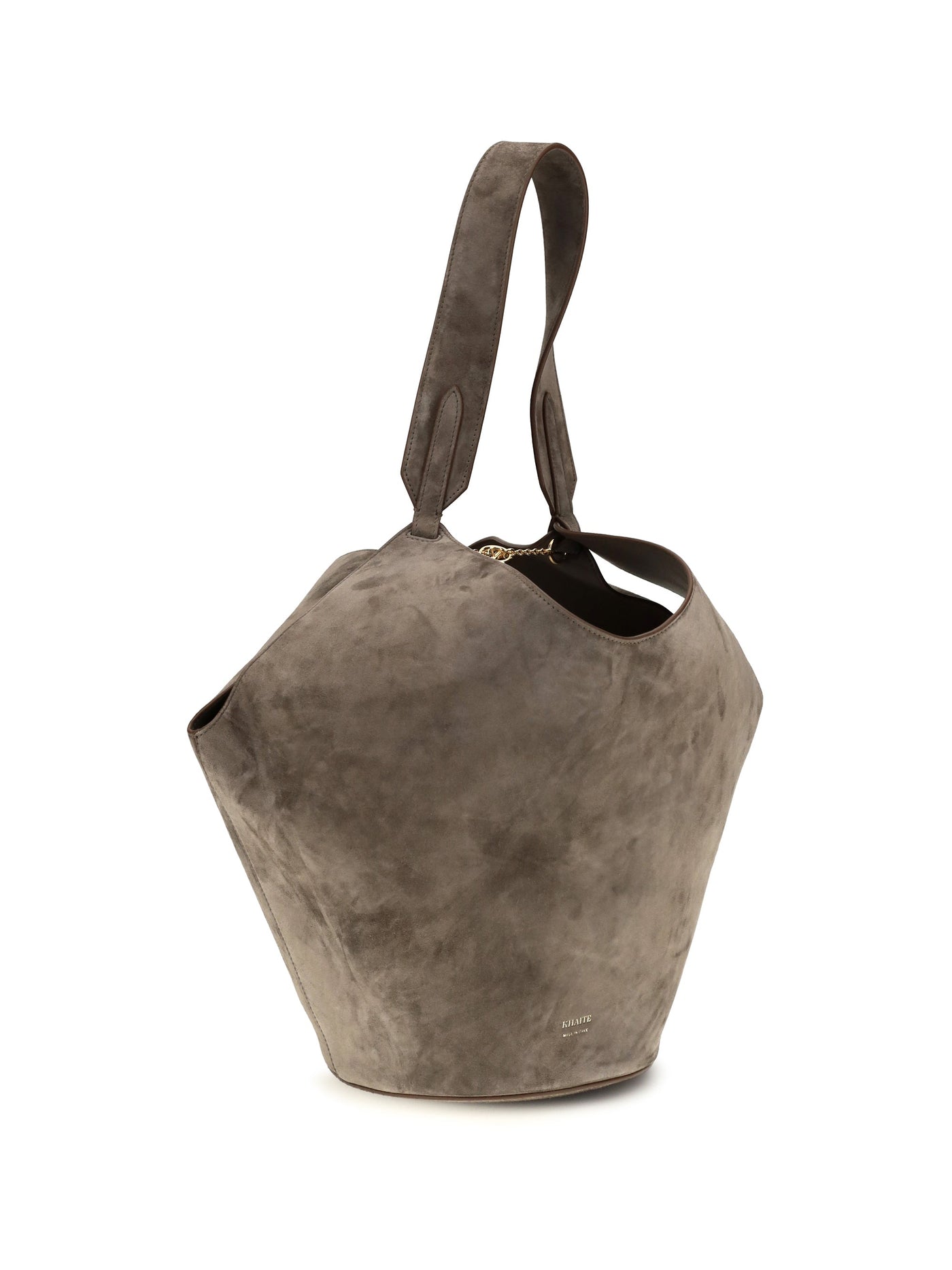 Khaite Lotus Shoulder Bag — Gray Calf Leather