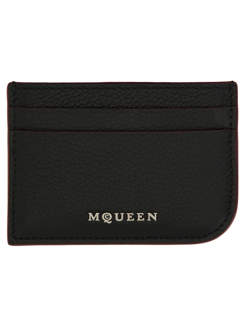 Alexander Mcqueen Domesticated Calf Leather Card Case — Black Wallets & Purses