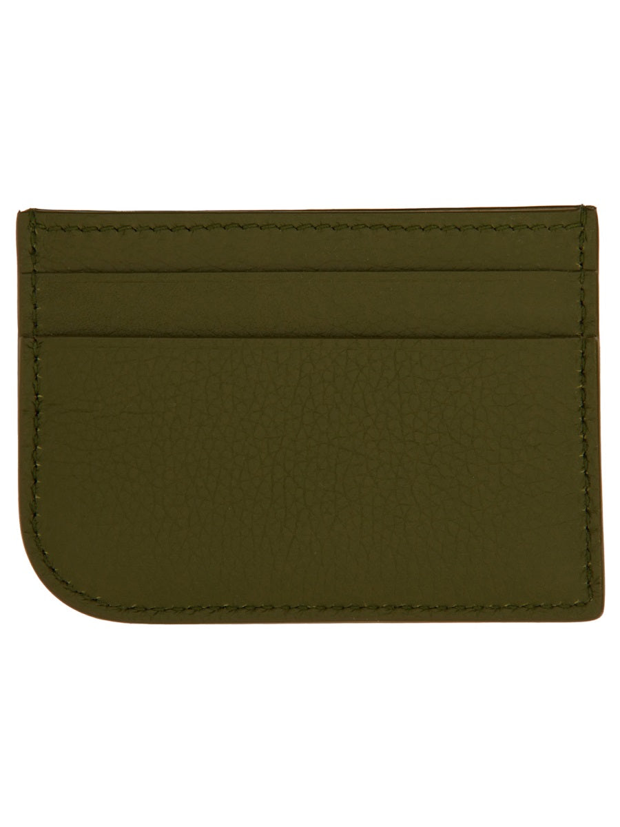 Alexander Mcqueen Calf Leather Card Case — Green Main: Skin Wallets & Purses