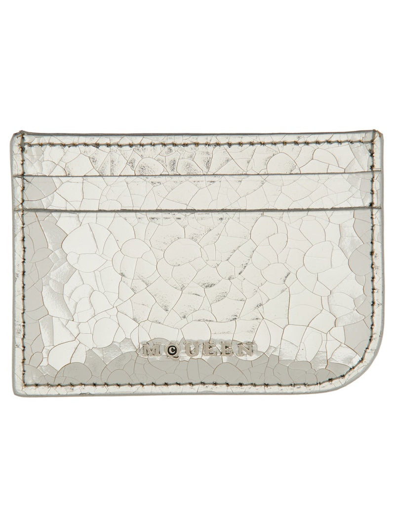 Alexander Mcqueen Calf Skin Card Case — Silver Main: Cases