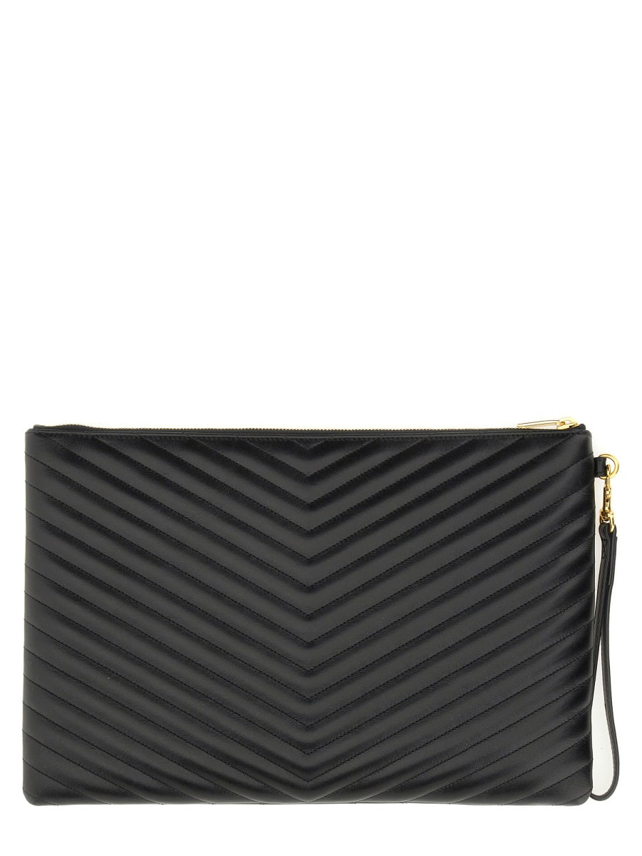 Saint Laurent Cassandre Clutch — Black Leather