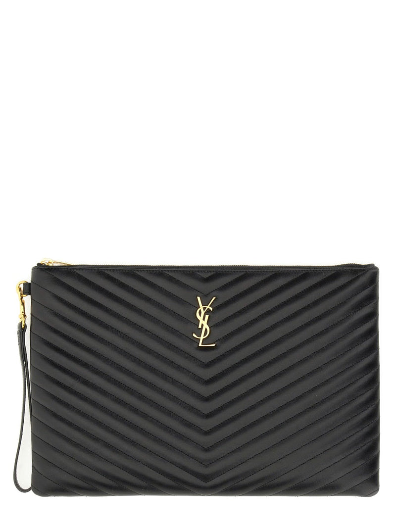 Saint Laurent Cassandre Clutch — Black Leather