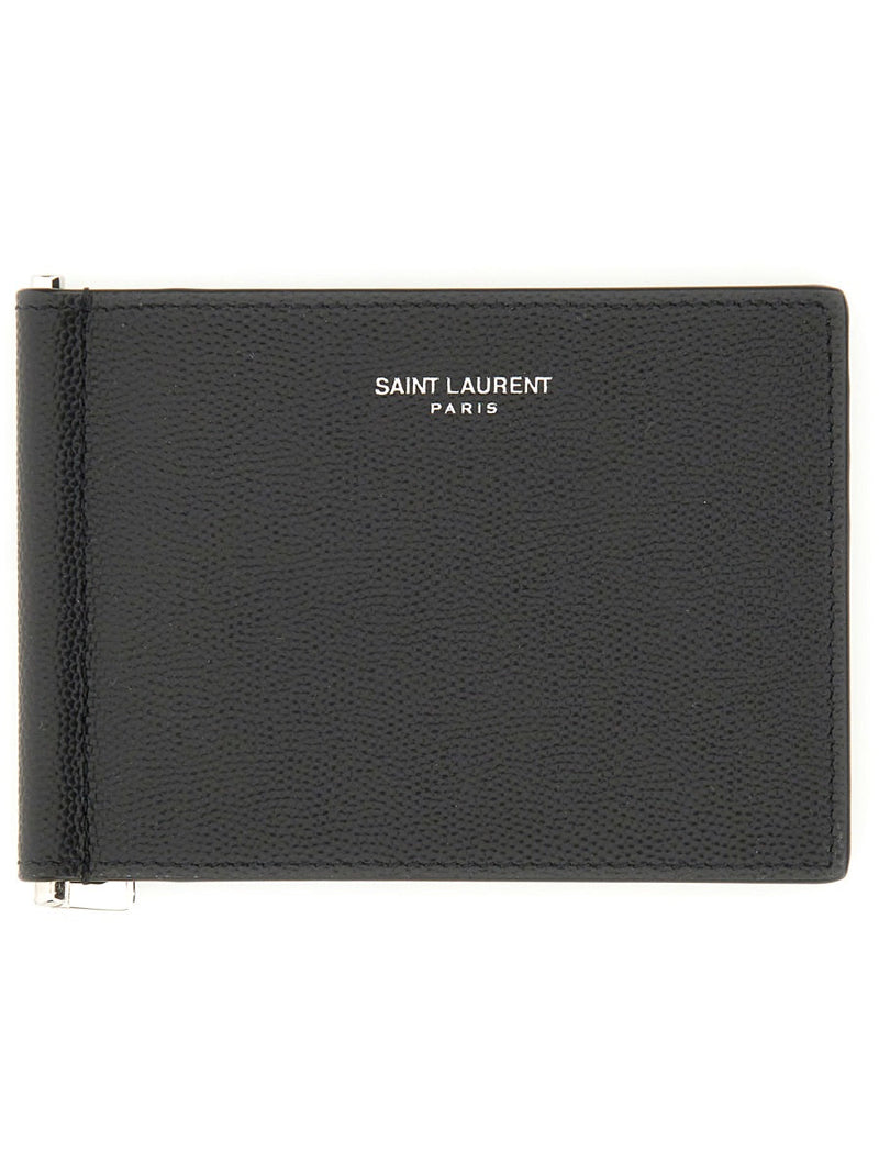 Saint Laurent Will Clip Card Case — Black Main: Calf Skin Wallets & Purses
