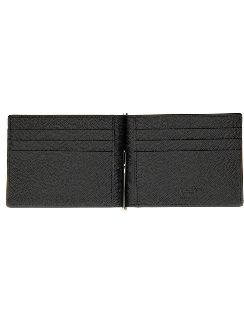 Saint Laurent Will Clip Card Case — Black Main: Calf Skin Wallets & Purses