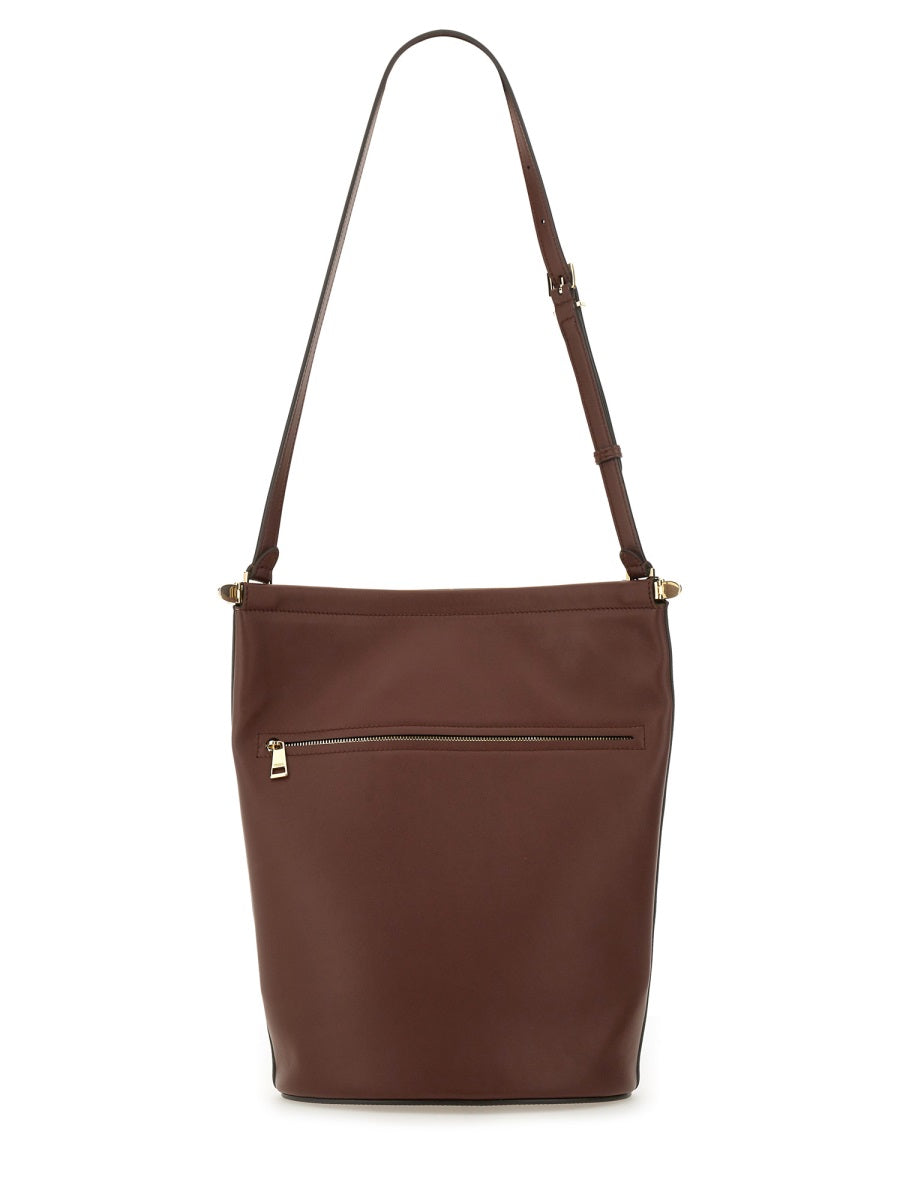 Tods Full-Grain Leather Bucket Bag — Brown