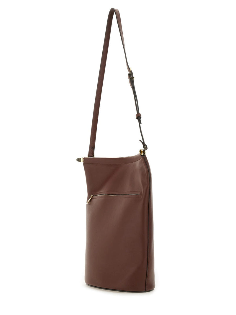 Tods Full-Grain Leather Bucket Bag — Brown