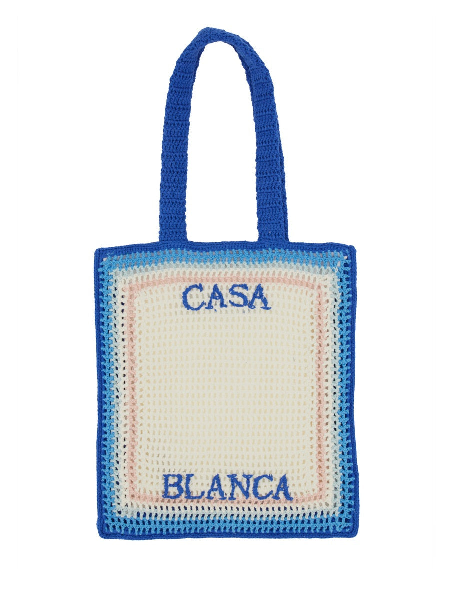 Casablanca Crochet Cotton Tote Bag — Multicolor Main