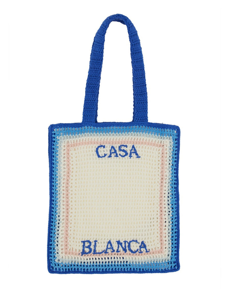 Casablanca Crochet Cotton Tote Bag — Multicolor Main