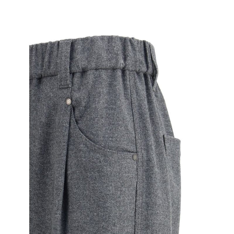 Gray Wool Casual Pants