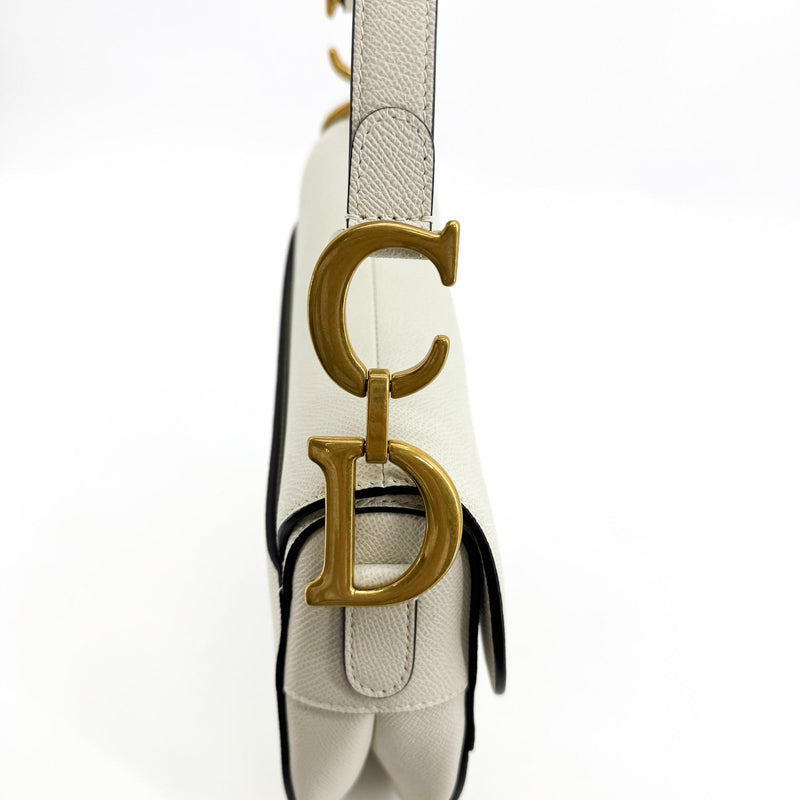 Christian Dior Saddle Leather White Bag