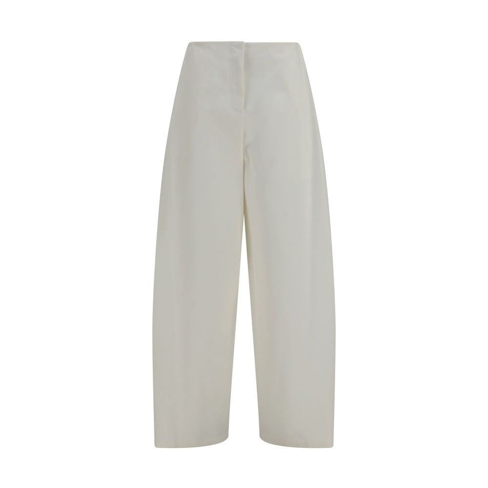 Beige Cotton Casual Pants