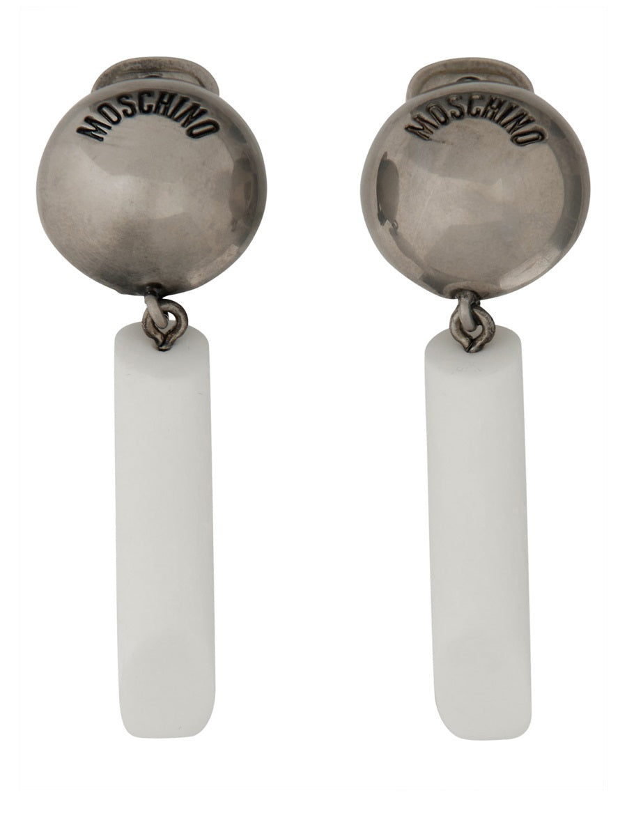 Moschino Logo Earrings — White Polyethylene