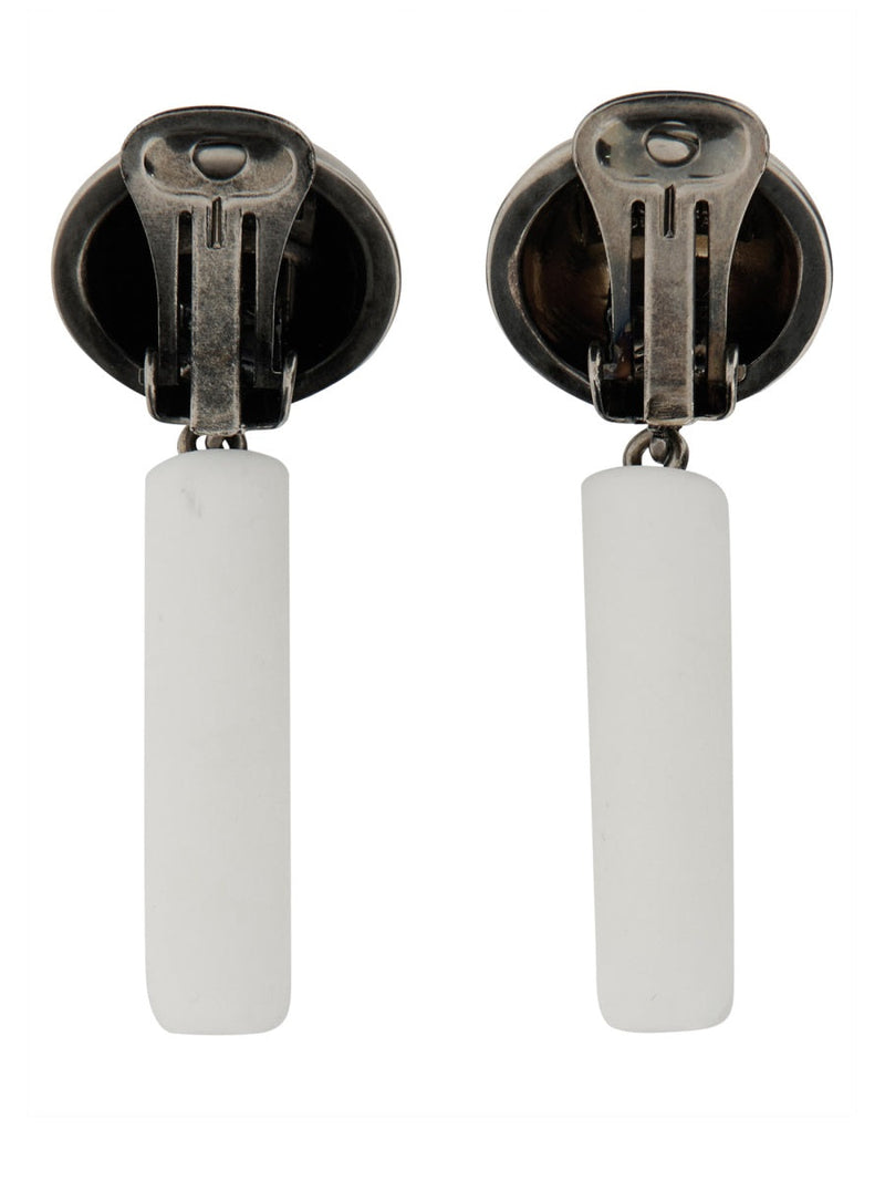 Moschino Logo Earrings — White Polyethylene