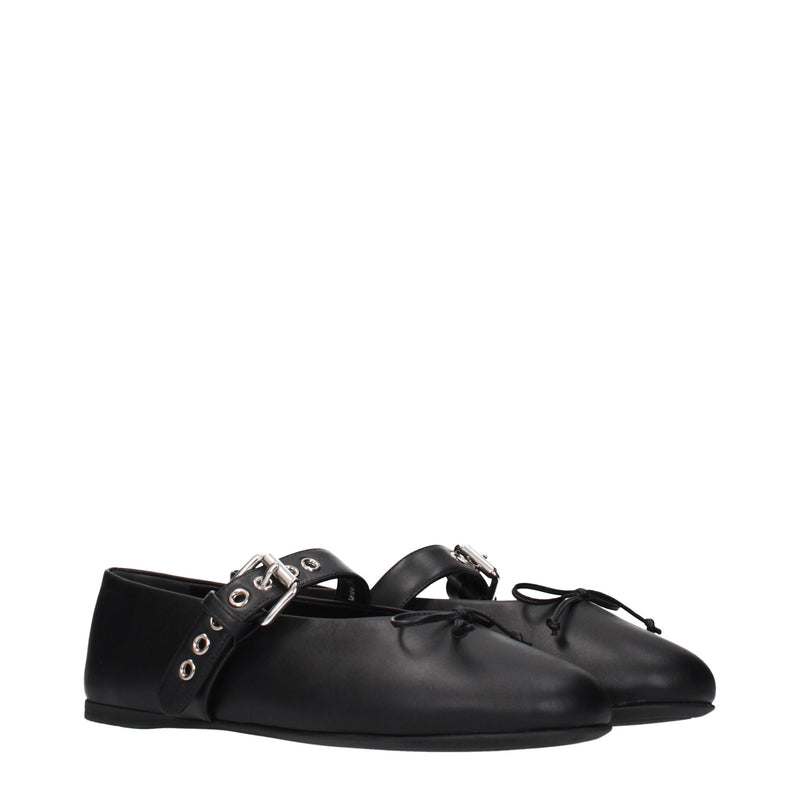 Black Leather Ballet Flats