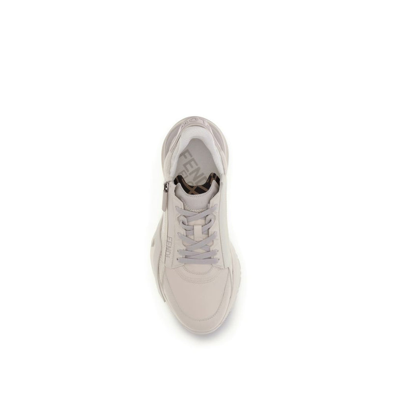 Beige Calf Leather Bos Taurus Athletic Sneakers