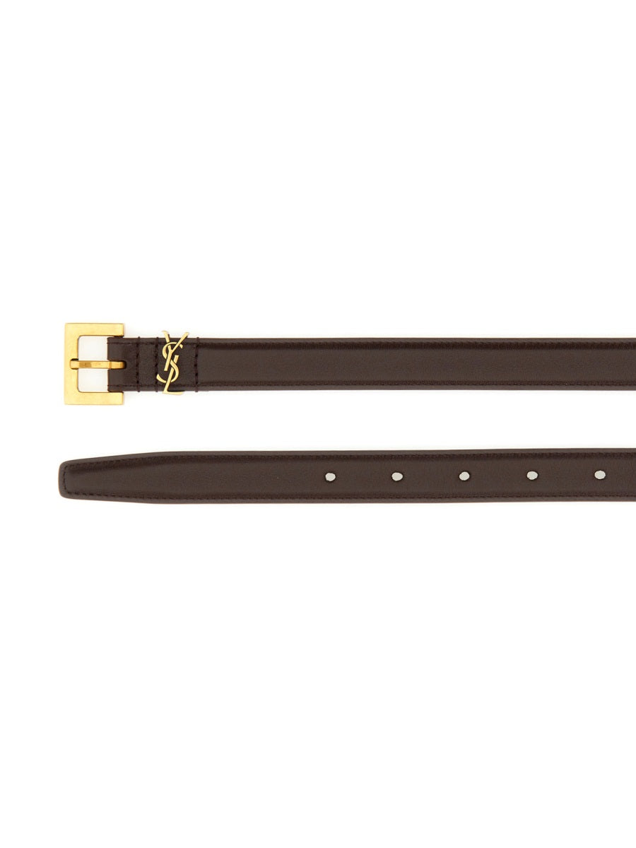 Saint Laurent Cassandre Belt — Red Leather