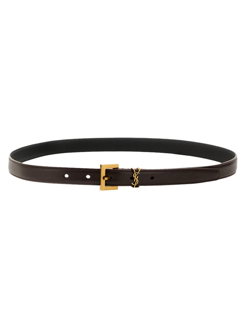 Saint Laurent Cassandre Belt — Red Leather