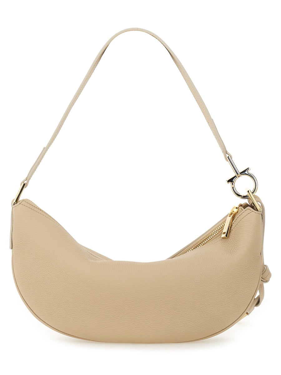 Ferragamo Shoulder Bag — Beige Calf Leather